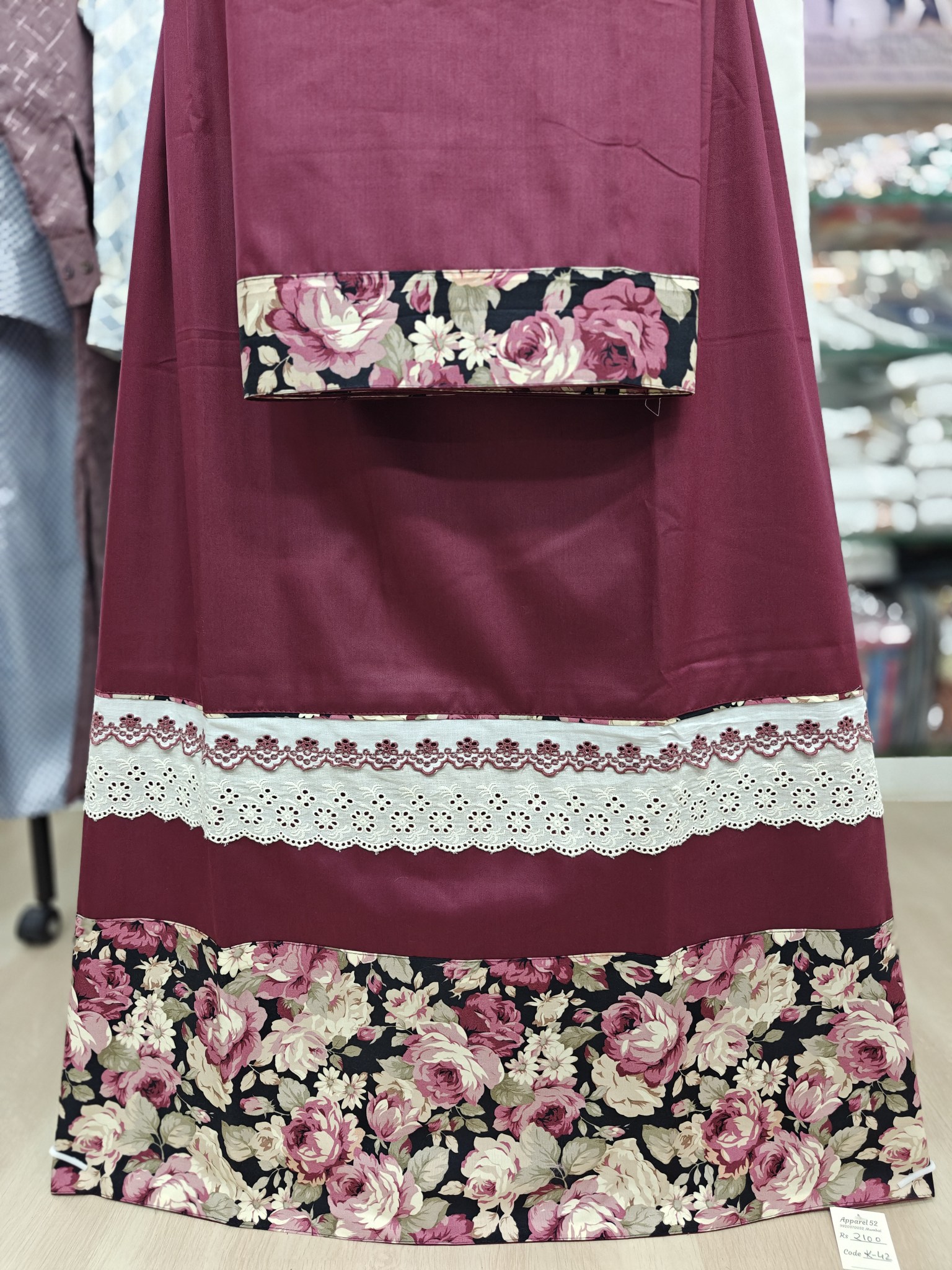  Maroon Cotton Fabric Rida 